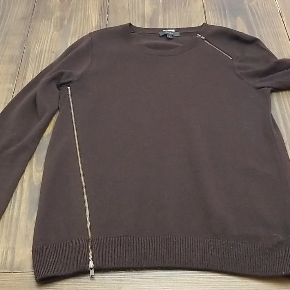 J. Crew Wool Asymmetrical Brown Zip Sweater Small